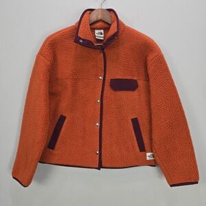 The North Face Cragmont Fleece Jacket XS Orange Crop Relaxed Snap Button Pocket